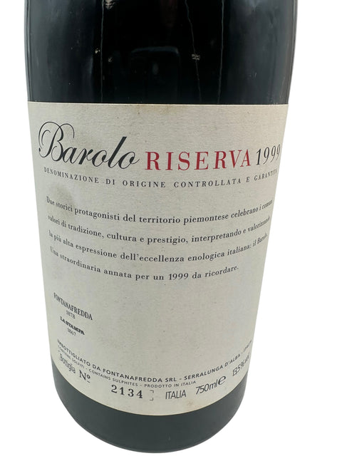Barolo Tenimenti Fontanafredda 1999 Riserva Millenovecen Tonovantanove