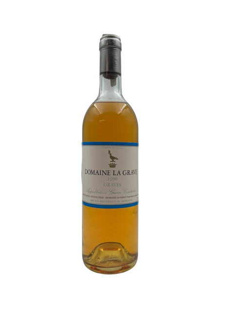 Flaske af Domaine La Grave 1990 hvidvin fra Graves, Bordeaux
