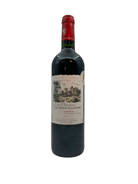 Flaske af Les Sources Chateau de La Riviere vin fra 2012