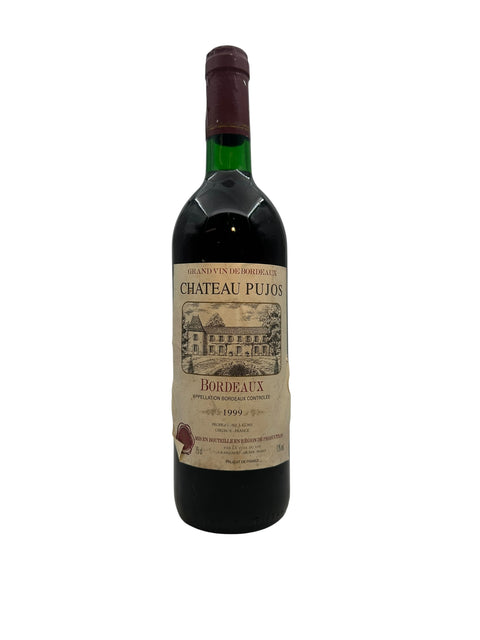 Flaske af Bordeaux Chateau Pujos 1999 rødvin