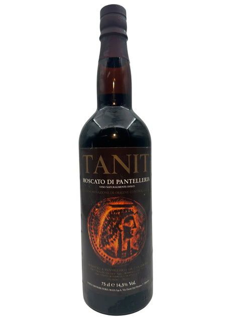 Flaske af Tanit Moscato di Pantelleria dessertvin